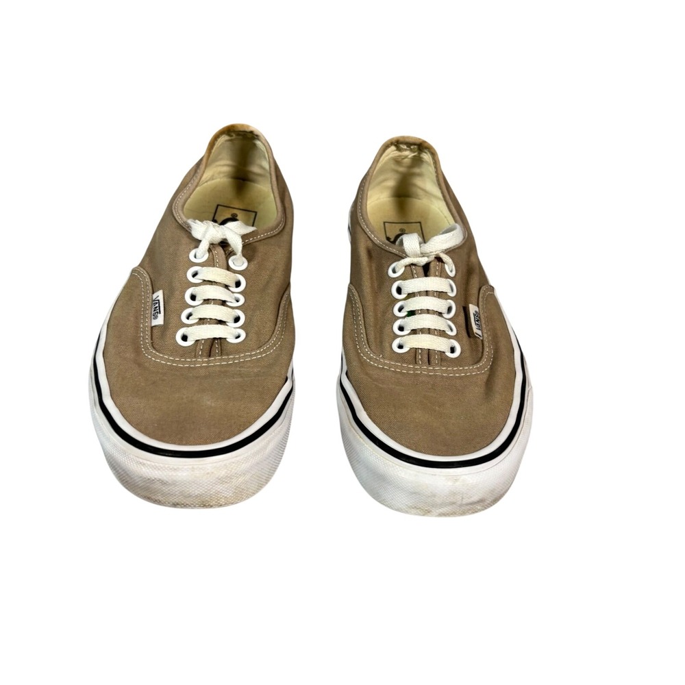 Vans Authentic Tan Canvas Lace‎ Up Low Top Sneakers Shoes Mens 7 Womens 8.5
